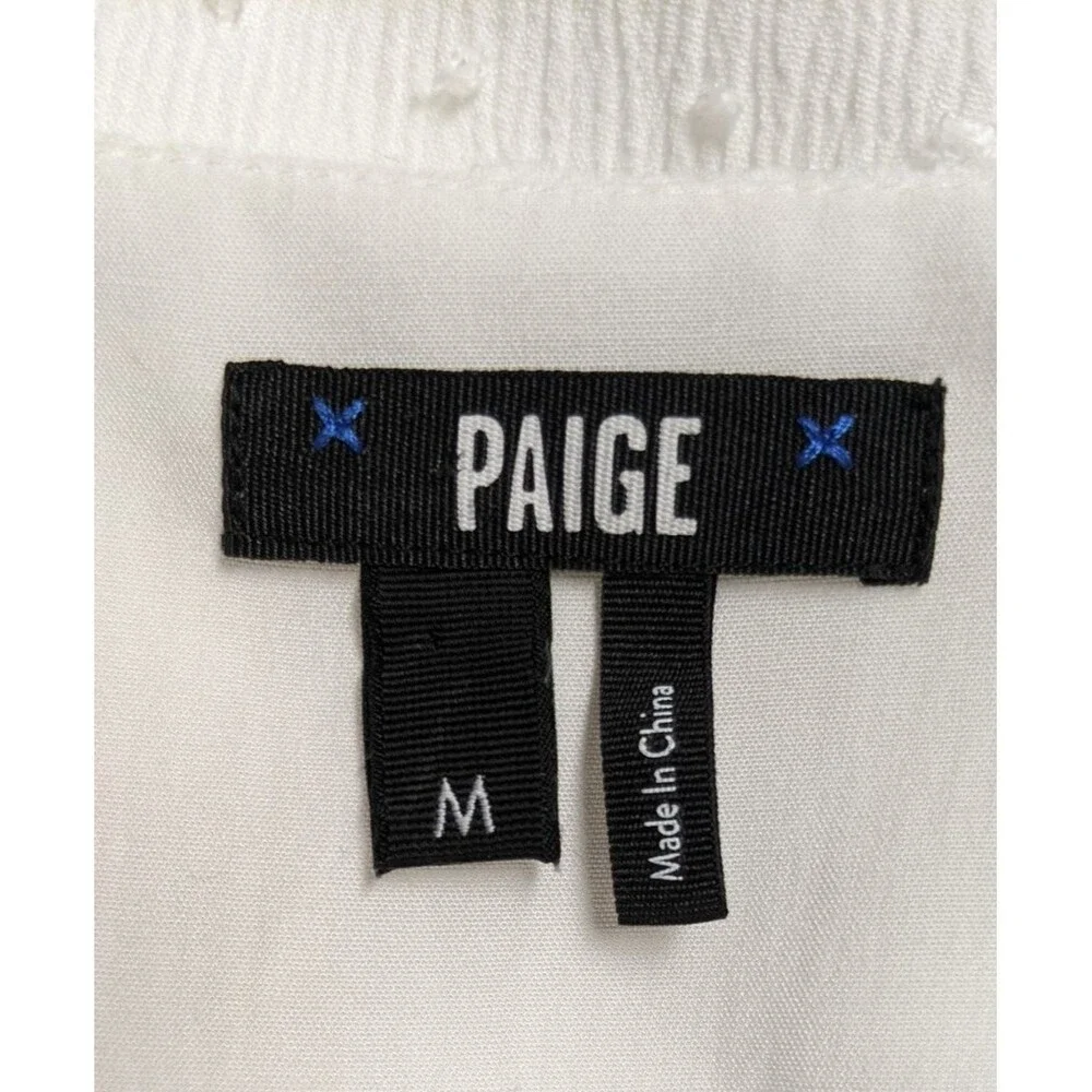 Women's PAIGE Inesa White Crinkle Ruffle Midi Dress Size Medium - Picture 14 of 16